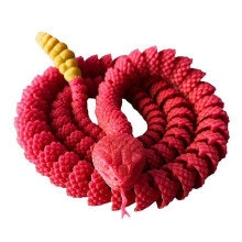 (Red) 3D Printed Articulated Snake Special Dragon Model Adjustable Joints for Home Bedroom Decoration