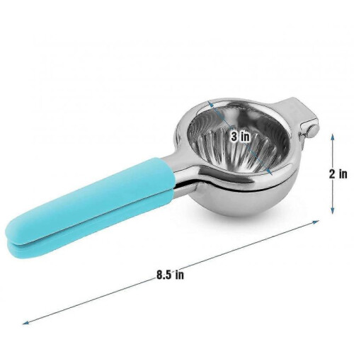 (Blue) Squeezer With Premium Heavy Duty Solid Metal Squeezer Bowl And Food Grade Silicone Handles
