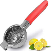 (Red) Squeezer With Premium Heavy Duty Solid Metal Squeezer Bowl And Food Grade Silicone Handles