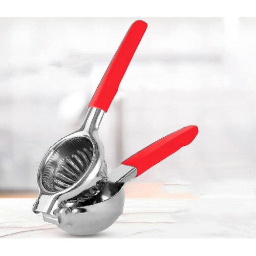 (Red) Squeezer With Premium Heavy Duty Solid Metal Squeezer Bowl And Food Grade Silicone Handles 2