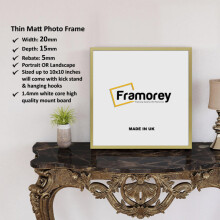 (Gold, 6x6 Inch) Square Size Thin Matt Gold Picture Frame Wall Art Frames Flat Wooden Effect Poster Frame