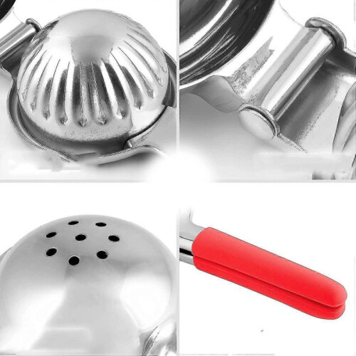 (Red) Squeezer With Premium Heavy Duty Solid Metal Squeezer Bowl And Food Grade Silicone Handles 1