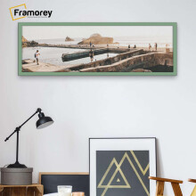 (Green, 22x8 Inch) Panoramic Size Thin Matt Green Picture Frame Wall Art Frames Flat Wooden Effect Poster Frame