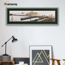 (Green With Black Mount, 10x4" Pic (14x8" Frame)) Panoramic Size Thin Matt Green Picture Frame Wall Art Frames Flat Wooden Effect Poster Frame