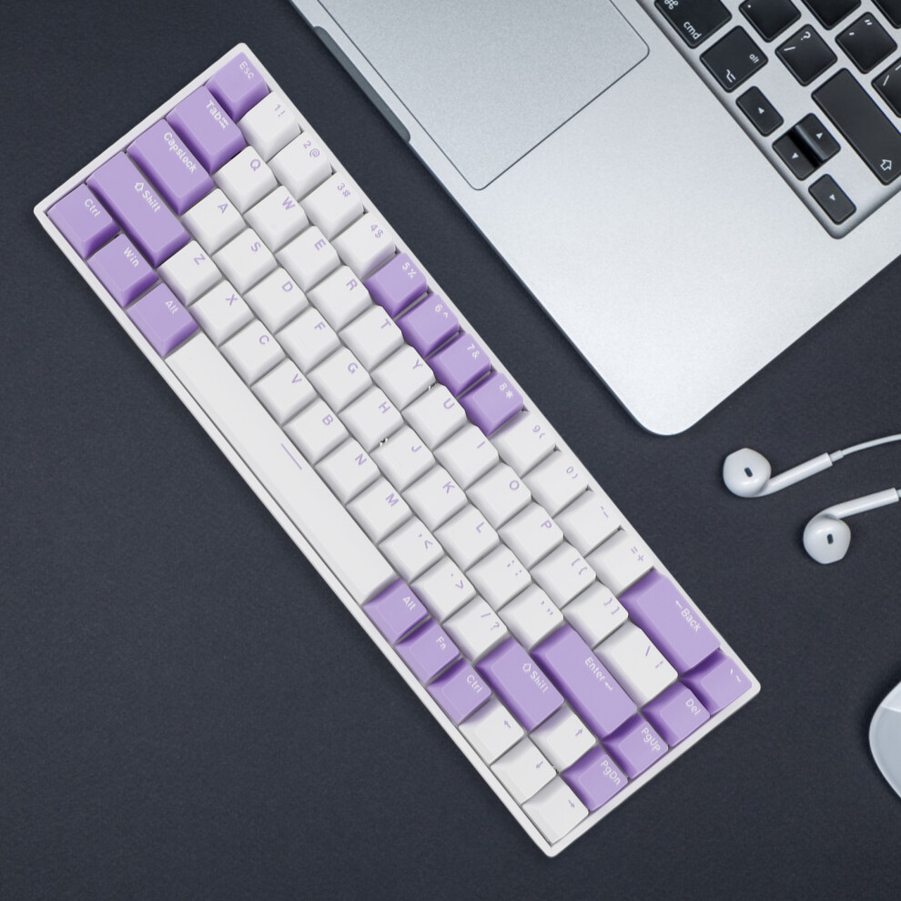 Mechanical 68-Key Rgb Bluetooth Keyboard With Blue Switches, Hot-Swap, White Blue,White 8191331071226