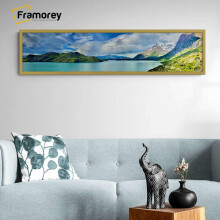 (Gold, 12x8 Inch) Panoramic Size Thin Matt Gold Picture Frame Wall Art Frames Flat Wooden Effect Poster Frame