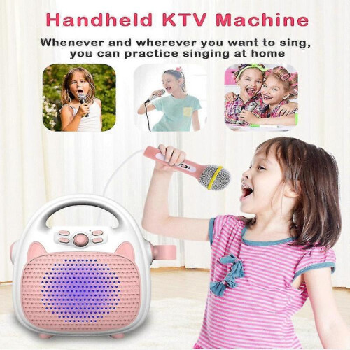 (Pink) Wireless Bluetooth Music Player Children's Karaoke Machine 1