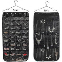 Hanging Jewelry Organizer, Double Sided 40 Pockets And 20 Magic Tape Hook Jewelry Organizer, Necklace Holder Jewelry Chain Organizer for Earrings Neck