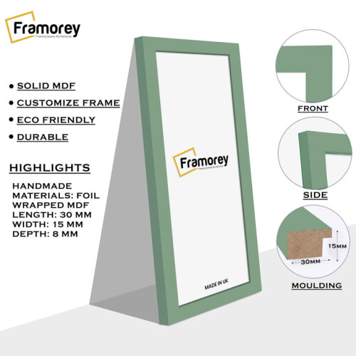 (100x40CM) Panoramic Size Green Picture Frame Wall Art Frames Flat Wooden Effect Poster Frame 1