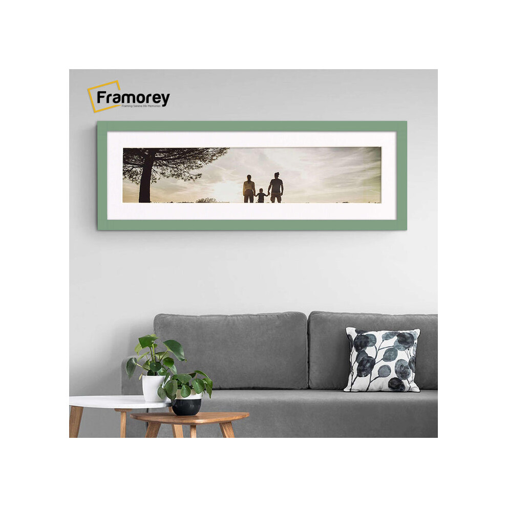 (Green With White Mount, 17x11" Pic (21x15" Frame)) Panoramic Size Green Picture Frame Photo Frames With Multicolored Mounts Wall Hanging Frame-image-OPC-P8X6CZQ-NEW