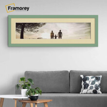 (Green With Ivory Mount, 24x8" Pic (28x12" Frame)) Panoramic Size Green Picture Frame Photo Frames With Multicolored Mounts Wall Hanging Frame