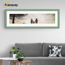 (Green With White Mount, 26x8" Pic (30x12" Frame)) Panoramic Size Green Picture Frame Photo Frames With Multicolored Mounts Wall Hanging Frame