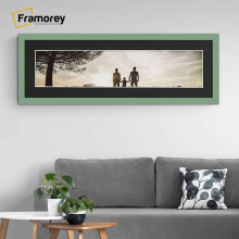 (Green With Black Mount, 28x12" Pic (32x16" Frame)) Panoramic Size Green Picture Frame Photo Frames With Multicolored Mounts Wall Hanging Frame