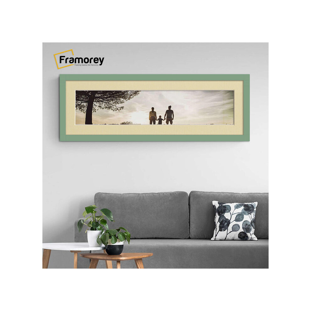 (Green With Ivory Mount, 28x16" Pic (32x20" Frame)) Panoramic Size Green Picture Frame Photo Frames With Multicolored Mounts Wall Hanging Frame-image-OPC-P8X6D5P-NEW