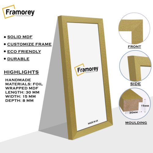 (100x40CM) Panoramic Size Gold Picture Frame Wall Art Frames Flat Wooden Effect Poster Frame 1