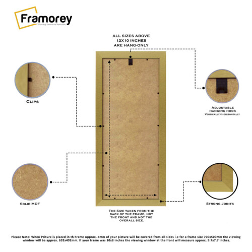 (100x40CM) Panoramic Size Gold Picture Frame Wall Art Frames Flat Wooden Effect Poster Frame 2