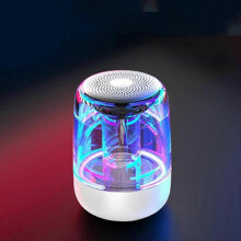 (White) LED Colorful Lights Bluetooth-compatible Wireless Speaker Outdoor Portable MINI HIFI Subwoofer Support Hands-free Phone Call