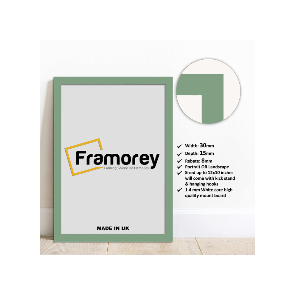 (20x16 Inch) Green Picture Frame / Wall Art Frames / Flat Wooden Effect Poster Frame / Photo Print Frame-image-OPC-P8W9JHM-NEW