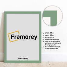 (12x8 Inch (DIN A4)) Green Picture Frame / Wall Art Frames / Flat Wooden Effect Poster Frame / Photo Print Frame