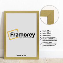 (18x12 Inch) Gold Picture Frame / Wall Art Frames / Flat Wooden Effect Poster Frame / Photo Print Frame