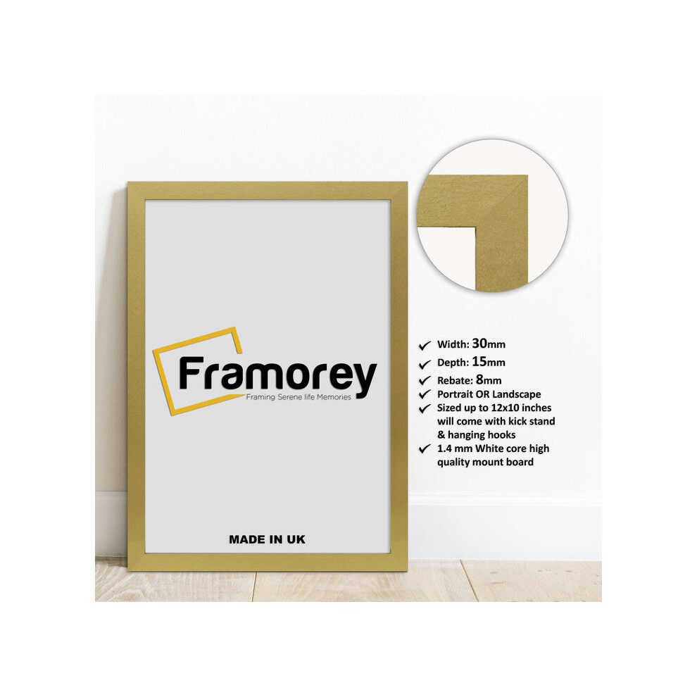 (24x7 Inch) Gold Picture Frame / Wall Art Frames / Flat Wooden Effect Poster Frame / Photo Print Frame-image-OPC-P8W9KKX-NEW