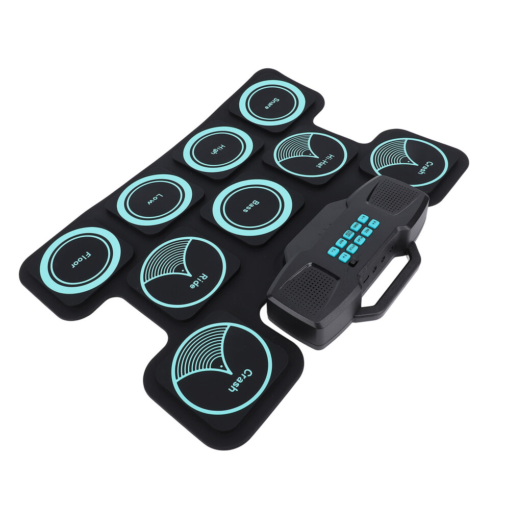 Electronic Drum Practice Pad with Dual Speakers, 2000mAh Rechargeable, Roll Up Silicone Drum Kit
