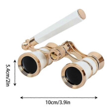 (White) Camping Bird Watching Binoculars Portable Pocket Concert Binoculars Gold Musical Concert Binoculars With Retractable Handle