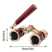(Red) Camping Bird Watching Binoculars Portable Pocket Concert Binoculars Gold Musical Concert Binoculars With Retractable Handle