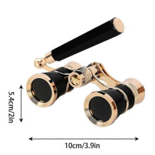 (Black) Camping Bird Watching Binoculars Portable Pocket Concert Binoculars Gold Musical Concert Binoculars With Retractable Handle