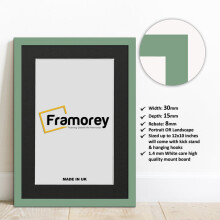 (90x30CM Pic (100x40CM Frame)) Green Picture Frame Photo Frames With Black Mount Wall Art Hanging Frame Home Decor Frame