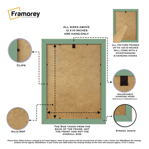 (A3 Pic (A2 Frame)) Green Picture Frame Photo Frames With White Mount Wall Art Hanging Frame Home Decor Frame 2