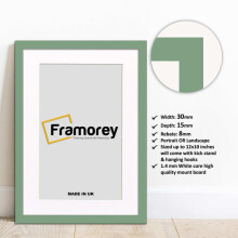 (6x4" Pic (8x6" Frame)) Green Picture Frame Photo Frames With White Mount Wall Art Hanging Frame Home Decor Frame