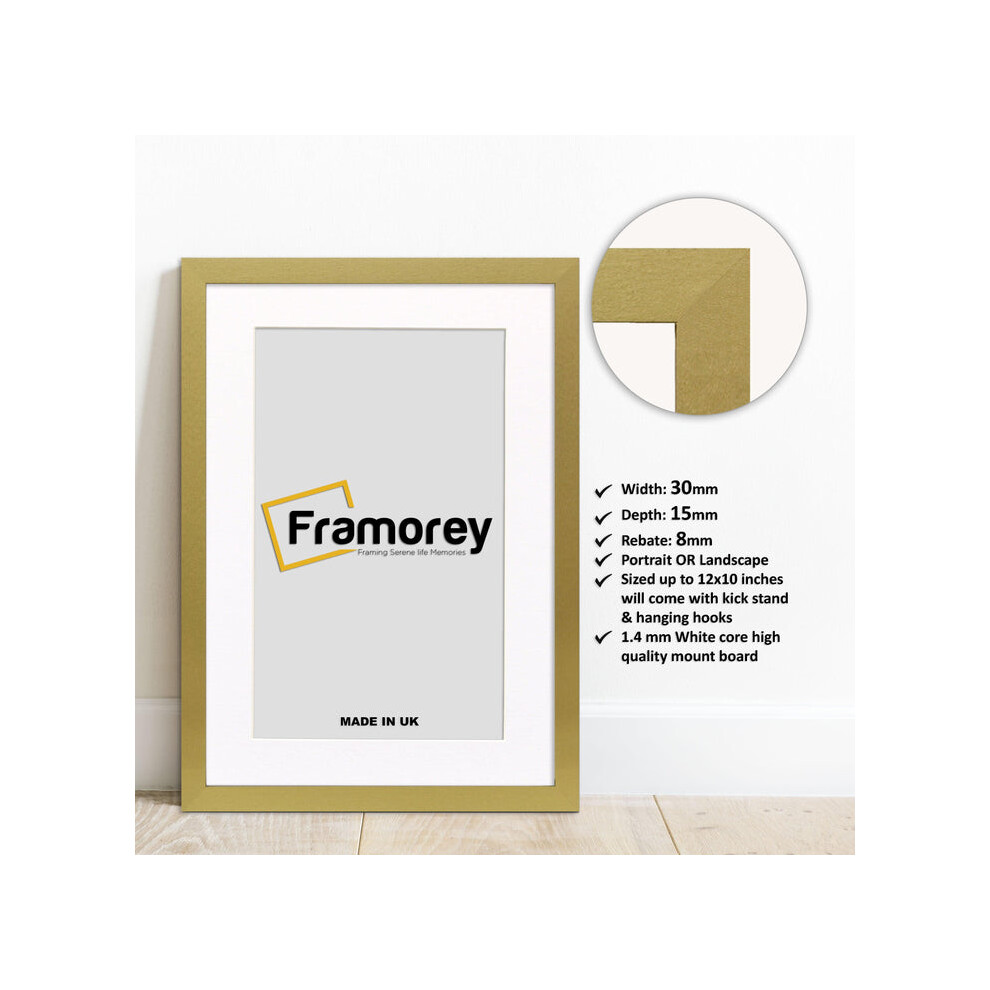 (A3 Pic (A2 Frame)) Gold Picture Frame Photo Frames With White Mount Wall Art Hanging Frame Home Decor Frame