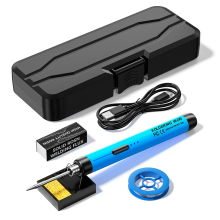 5V Micro-USB soldeerboutset, met batterij, draadloze, draagbare elektrische lasmachine, soldeerpen, blauw