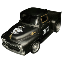 Koffiebar Metalen vrachtwagen Retro Pick-up Mini Diecast voor Boerderij Station Tafelbladdecoratie (Zwart)