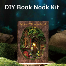 DIY boekenhoekset met 3D-puzzelmodelbouw, houten boekenplank, boekensteun, Halloween, Kerstmis, verjaardagscadeau MINI-112