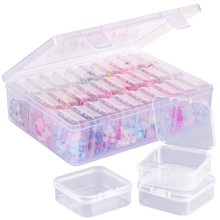Kralenorganizerdoos, een grote transparante doos met 30 kleine doorzichtige plastic opbergbakjes, draagbaar knutselwerkje
