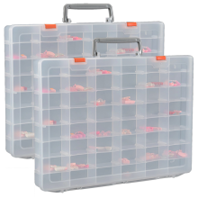 2-pack grote 48-vaks doorzichtige plastic opbergdozen met verstelbare verdelers, sieradenopbergers en kralenorganizers