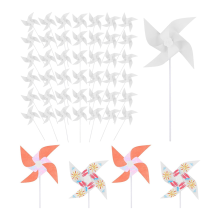 50 stuks DIY kinderpapieren windmolentjes, witte blanco windmolentjes, plastic windmolentjes, klein voor de zomer
