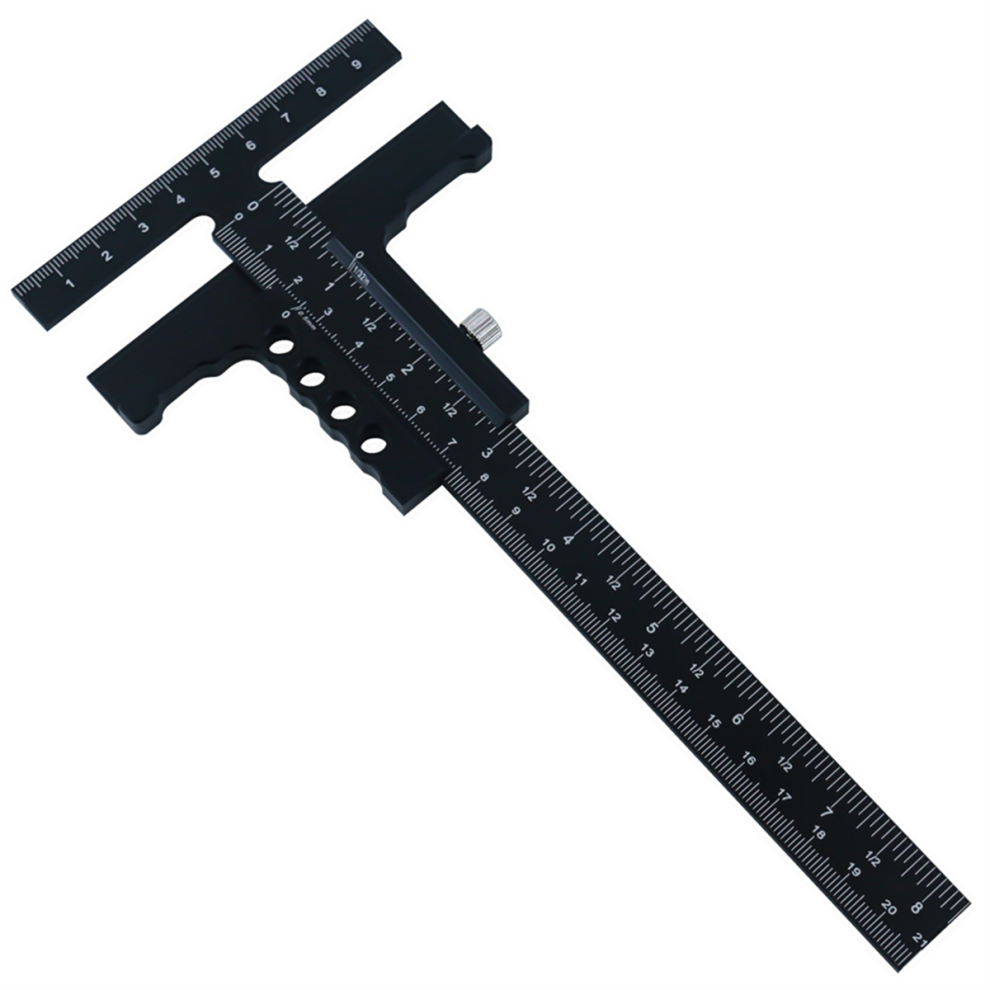 T-Liniaal, Metalen Schuifregelaar, Nauwkeurige Houtbewerker, Randhoekmeting, Aftekengereedschap, Houtbewerking, Praktische Timmerman-image
