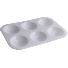 Wit plastic aquarelpalet, 6 rechthoekige verfpaletten, lades 50 stuks