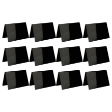 Mini krijtbordborden van acryl, kleine etiketten voor feestbuffetten, gladde zwarte trouwplaatskaartjes, 12 stuks