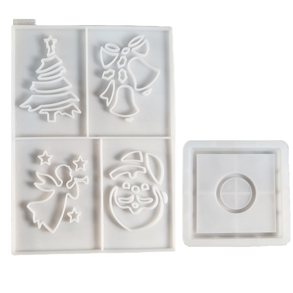 3D Kerstthema Kaarsenhoes Ornament Siliconen Mallen Projectie Stukjes Huis Hars Beton Mal