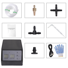 Automatische bewateringsinstallatie op zonne-energie, slim tuinieren, luie bloempot, druppelirrigatiesysteem