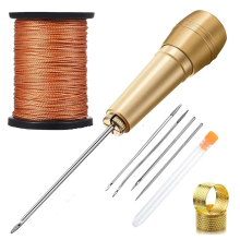 Algemene set reparatiesets voor leerbewerking, 3 stuks canvas naalden voor het naaien van leer, 50 m nylon koord en 2 vingerhoeden