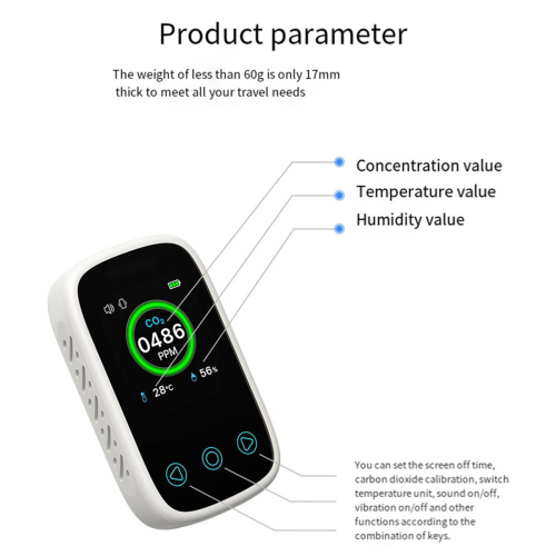 Luchtkwaliteitsmeter CO2 Temperatuur-vochtigheidstester LCD-scherm NDIR-sensor Koolstofdioxidedetector met spraakalarm 1