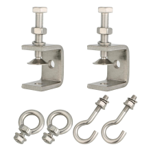 RVS kleine C-klem met ring, klem, pijphaken voor ophangen, balkring houtbewerking