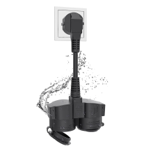 Dubbele stekker voor stopcontact, verlengkabel met 2 Schuko-stopcontacten, meervoudige stopcontacten voor buiten, 16 A / 250 V, EU