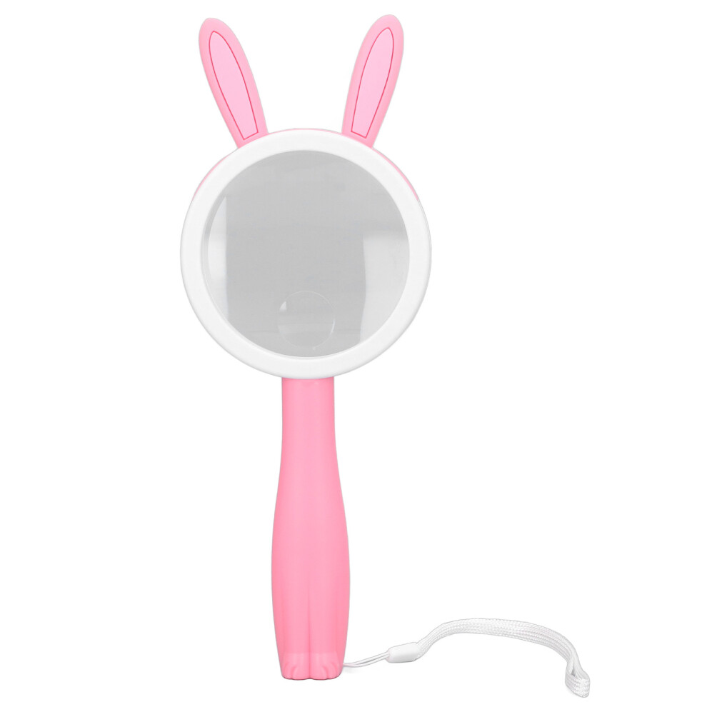 Pink Magnifier Plastic Handle Cartoon Rabbits