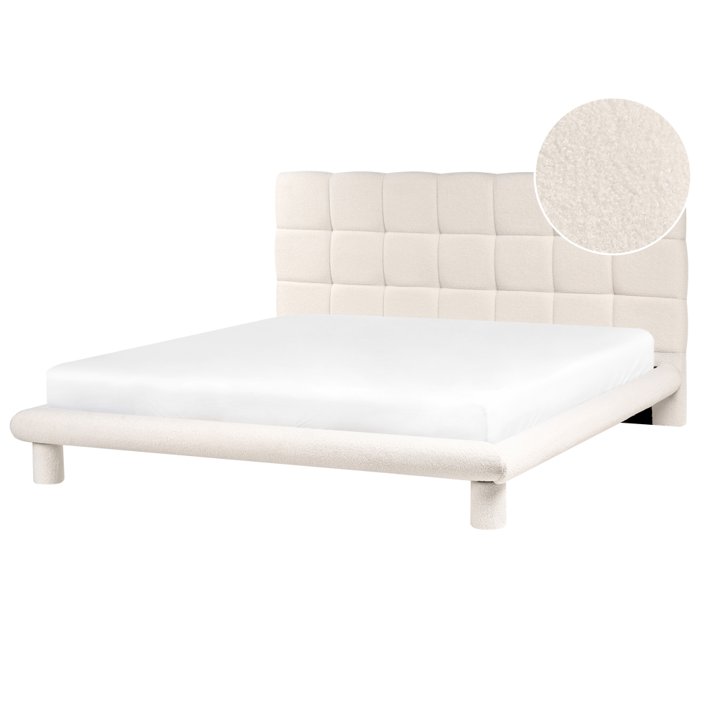 Bed Boucle CRESSAT 180 x 200 cm (EU Super King) Off-White